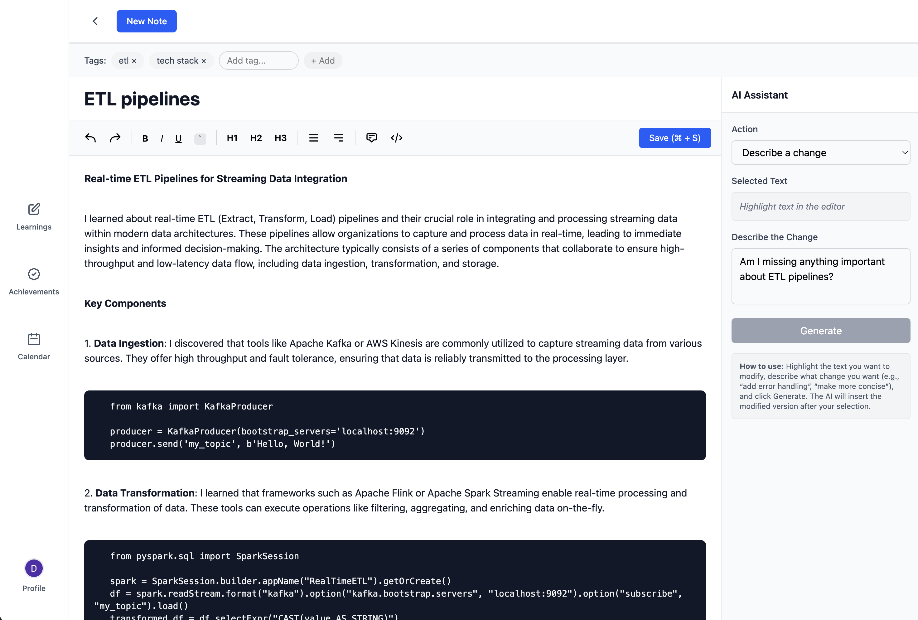 StrideBook Dashboard Screenshot